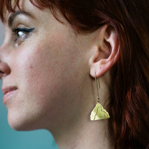 Jade - Gold and Brass Dangle Earrings