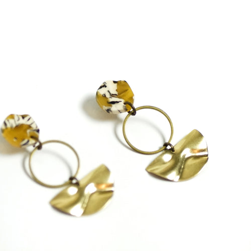 Josephine Raw Brass and Resin Earrings