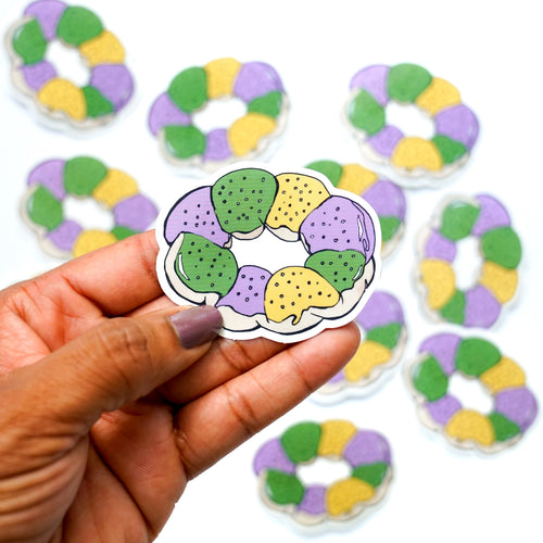 Mardi Gras King Cake Sticker