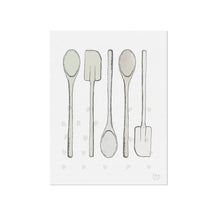 Spoons and Spatula Kitchen Utensils Art Print - Neutral