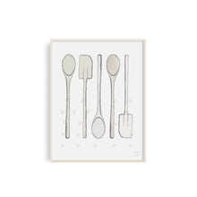 Spoons and Spatula Kitchen Utensils Art Print - Neutral