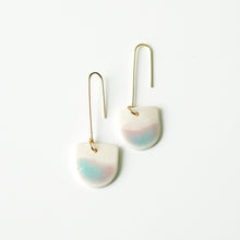 London - Modern Double Glazed Porcelain and Gold Plated Hook Earrings