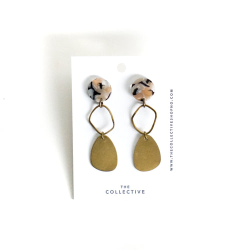 Louisa Organic Raw Brass with Resin Dangle Earrings