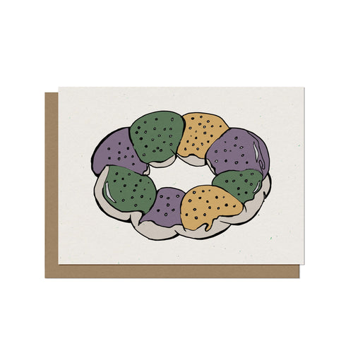 Mardi Gras King Cake - Blank Card
