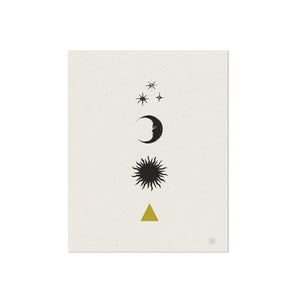 Minimalist Celestial Art Print, Sun, Moon, Stars
