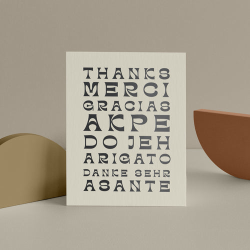 Thanks Multilingual Letter-pressed Card - Set of 5
