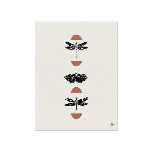 Insects Among Shapes Art Print