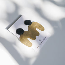 Naomi Modern Brass Earrings with Textured Matte Black Studs
