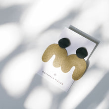 Naomi Modern Brass Earrings with Textured Matte Black Studs