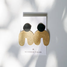 Naomi Modern Brass Earrings with Textured Matte Black Studs