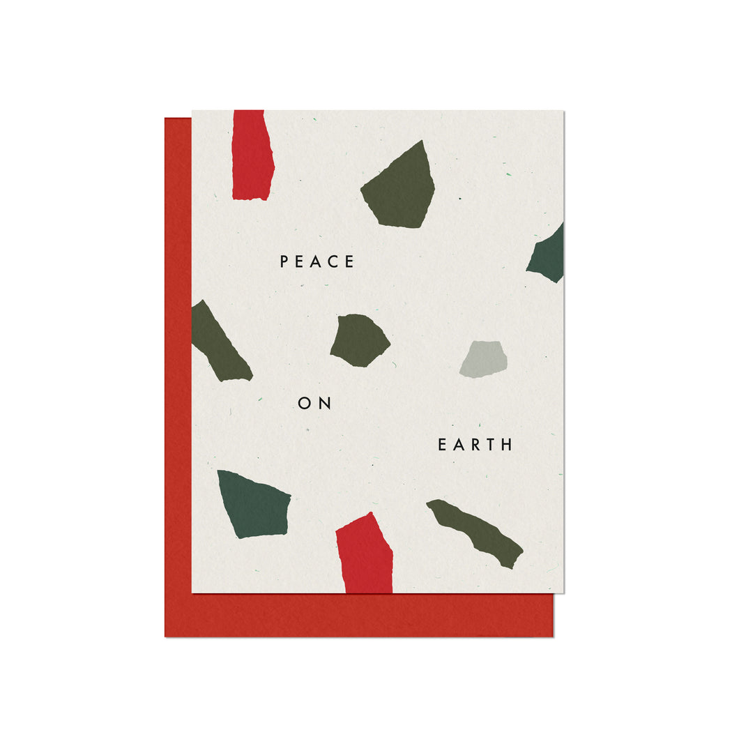 Peace on Earth Torn Shapes | Blank Holiday Card