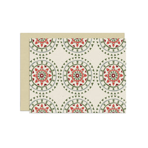 Repeating Circular Holiday Pattern | Blank Holiday Card