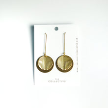 Sophia Raw Brass Fan Textured Dangle Earrings