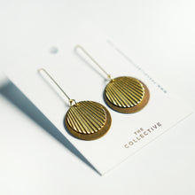 Sophia Raw Brass Fan Textured Dangle Earrings