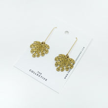 Kelani Monstera Leaf Brass and Gold Earrings