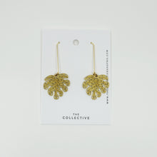 Kelani Monstera Leaf Brass and Gold Earrings