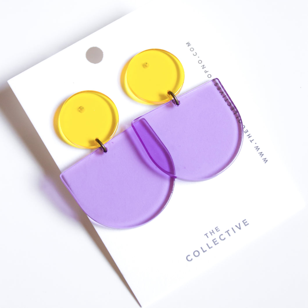 Olympia Purple and Yellow Transparent Acetate Earrings