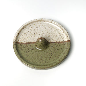 Green and White Ceramic Color Bloc Incense Holder