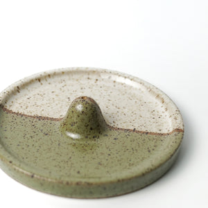 Green and White Ceramic Color Bloc Incense Holder