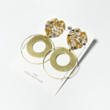 Lea Brass and Monstera Resin Dangle Earrings