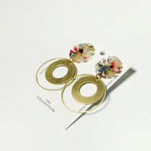 Lea Brass and Monstera Resin Dangle Earrings
