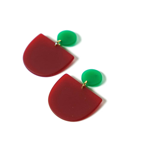 Olympia Deep Red and Green Earrings