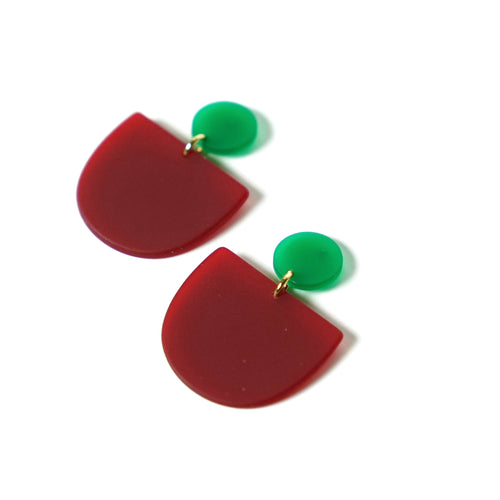 Olympia Deep Red and Green Earrings