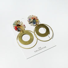 Lea Brass and Monstera Resin Dangle Earrings