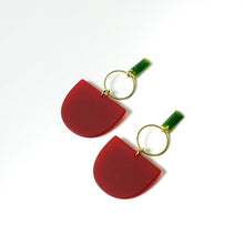 Peyton - Matte Burgundy Acetate w/Green Studs Earrings