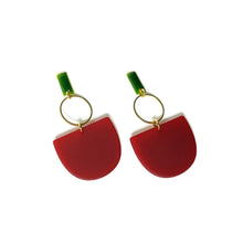 Peyton - Matte Burgundy Acetate w/Green Studs Earrings