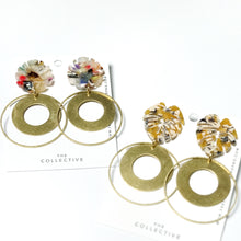 Lea Brass and Monstera Resin Dangle Earrings
